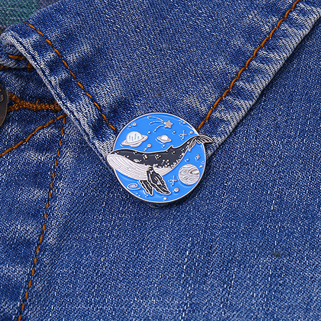 Cool Big Blue Whale Mini Brooch Pin