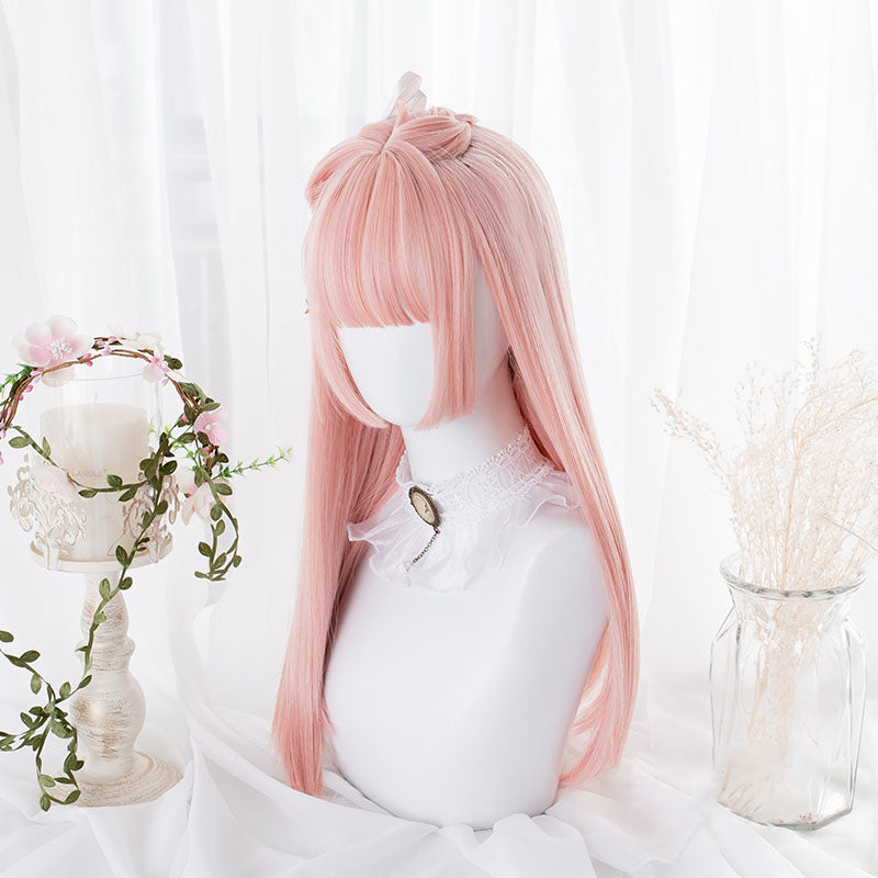 Candy Pink Long Straight Bangs Cosplay Wig