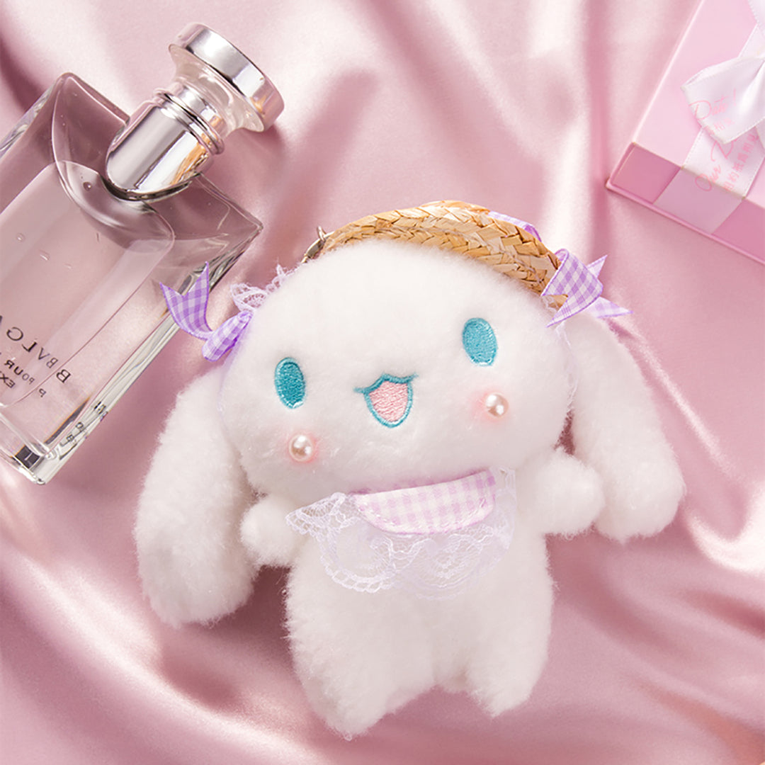 Adorable White Bunny Summer Hat Keychain