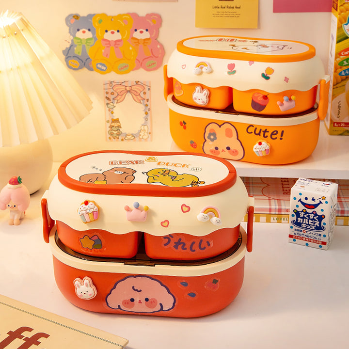 Cute Double Layer Microwaveable Lunchbox Bento Box