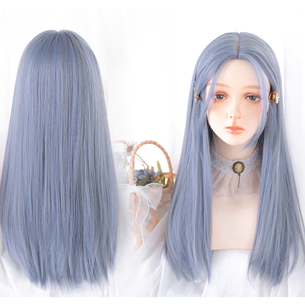 Fair Kei Silver Gray Long Wigs
