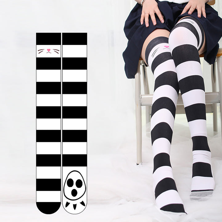 Kawaii Lolita Two-Tone Stripe Knee High Socks