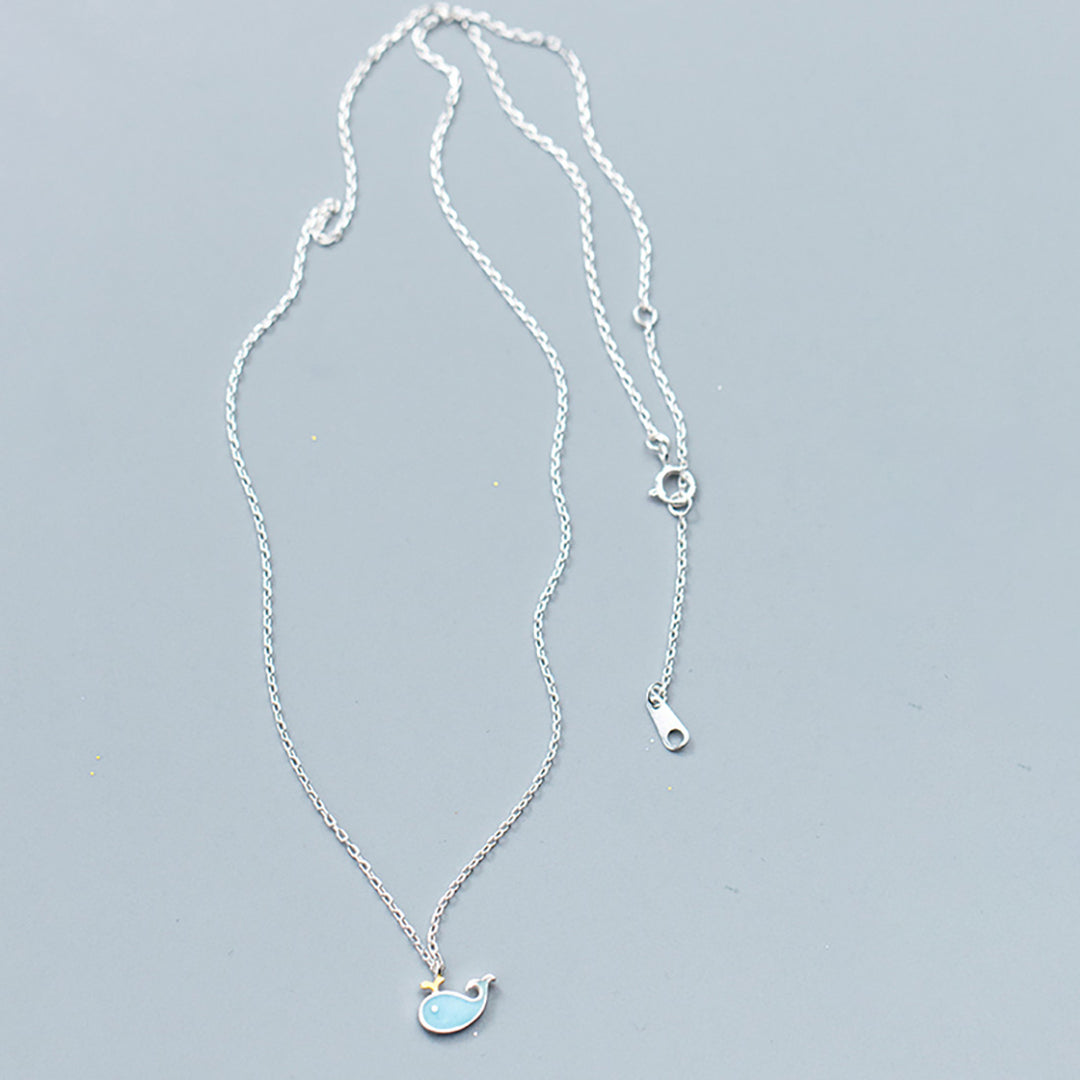 Blue Whale Pendant Silver Necklace