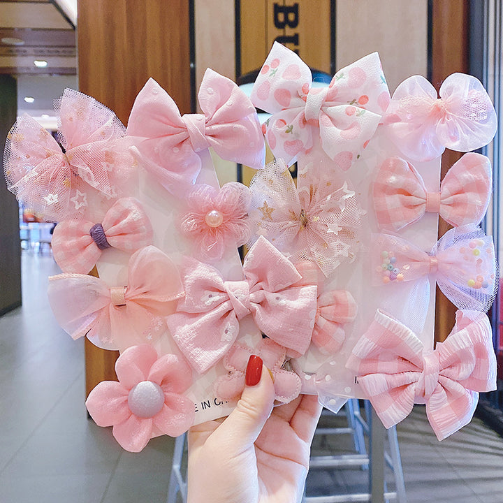 Flower Bowknot Hair Clips Set