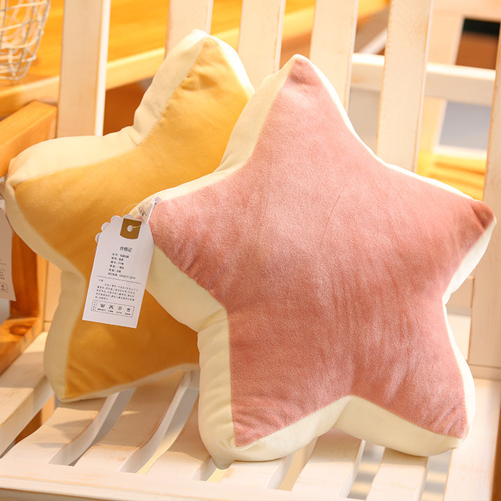 Pink and Yellow Star Shaped Plush Pillows