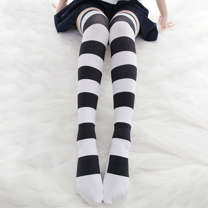 Kawaii Lolita Two-Tone Stripe Knee High Socks