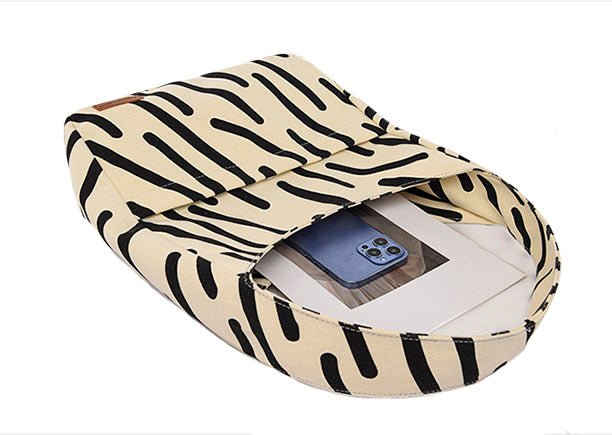 Zebra Crossing Pattern Canvas Crossbody Bag