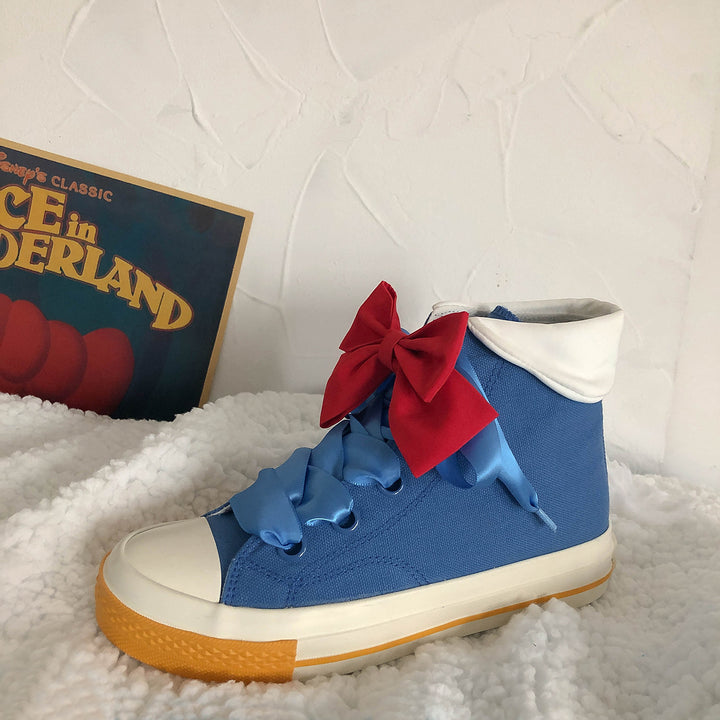 Princess Blue Red Bow High Ankle Sneaker Shoes