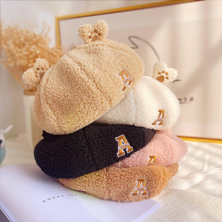 Cute Bear Ears Lamb Wool Beret