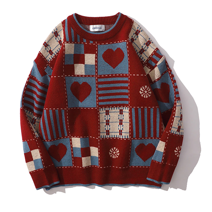 Vintage Style Love Heart Loose Sweater