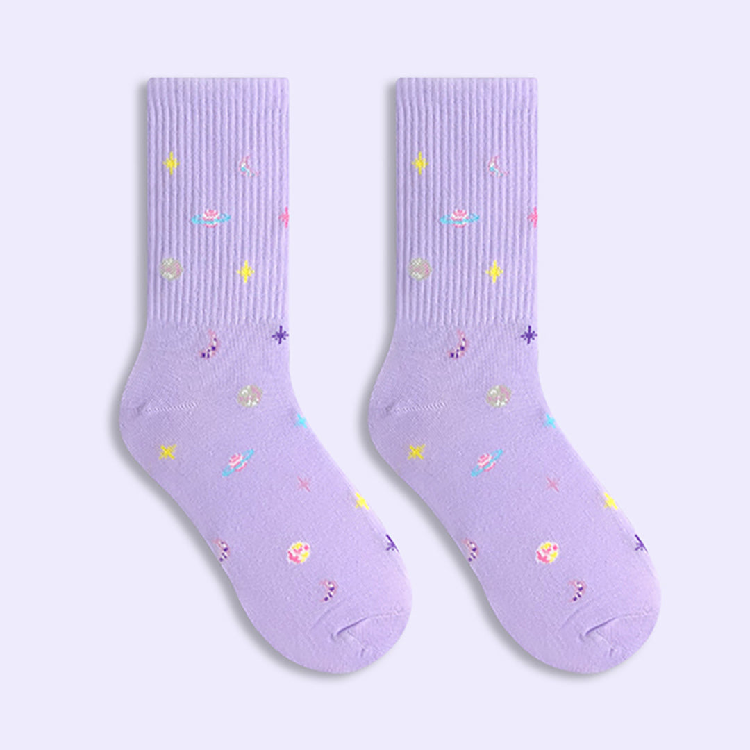Cool Galactic Embroider High Ankle Socks