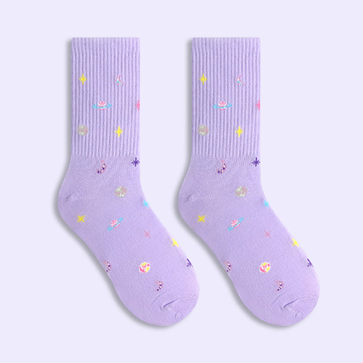 Cool Galactic Embroider High Ankle Socks