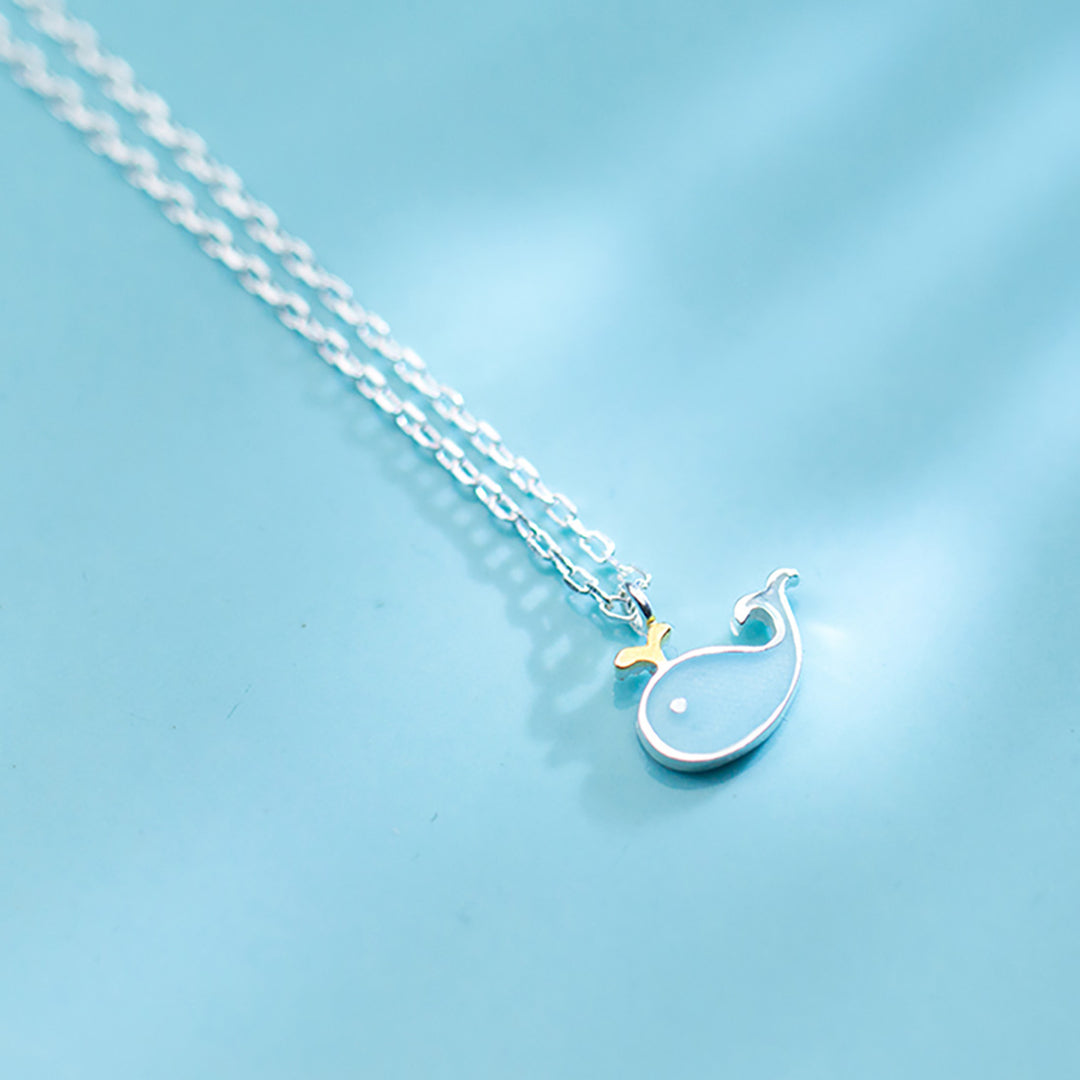 Blue Whale Pendant Silver Necklace