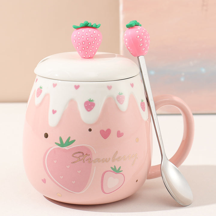 Cute Strawberry Cup with Spoon