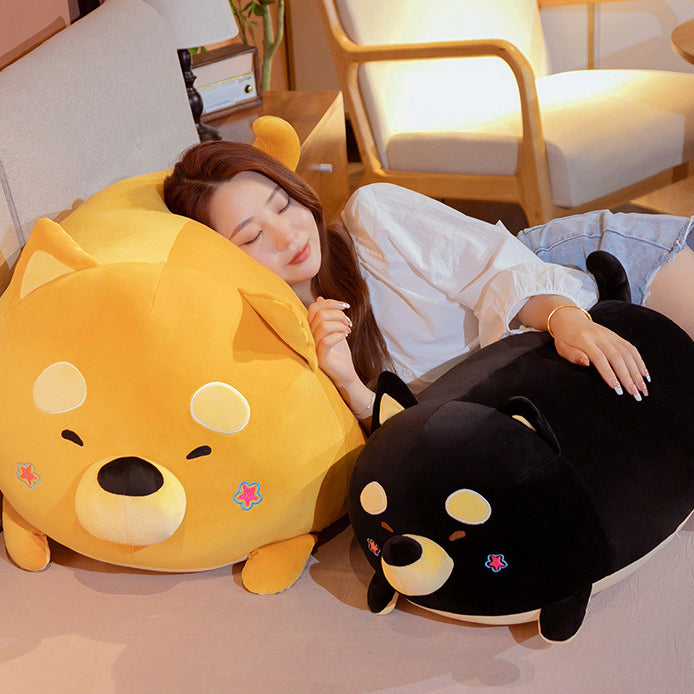 Lovely Fat Yellow Black Shiba Inu Dog Plush Toys