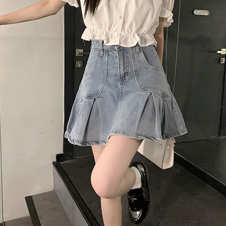 Vintage High Waist Denim Skirt