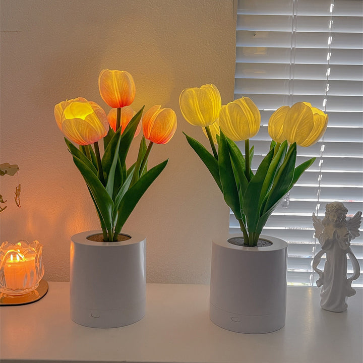 Tulip Table Lamp - Pink - White