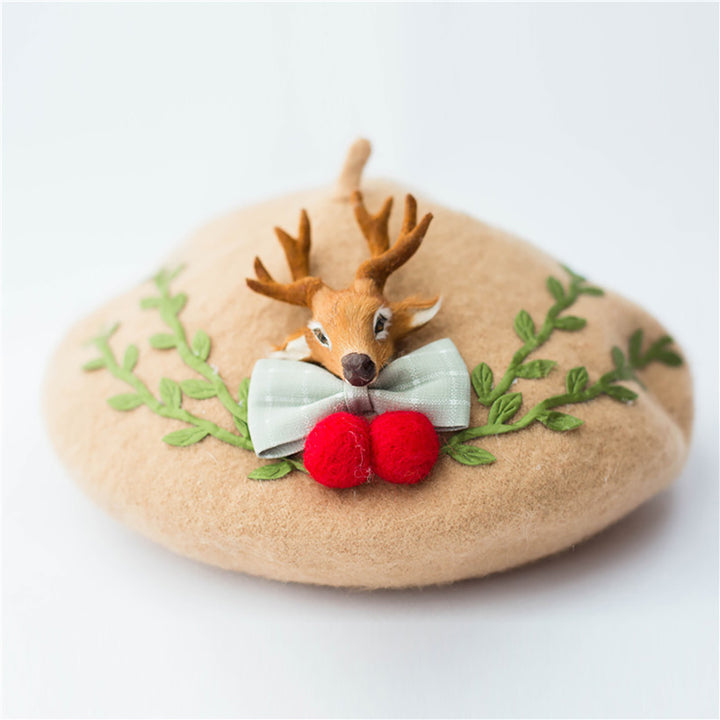 Flowers Deer Beret Hat