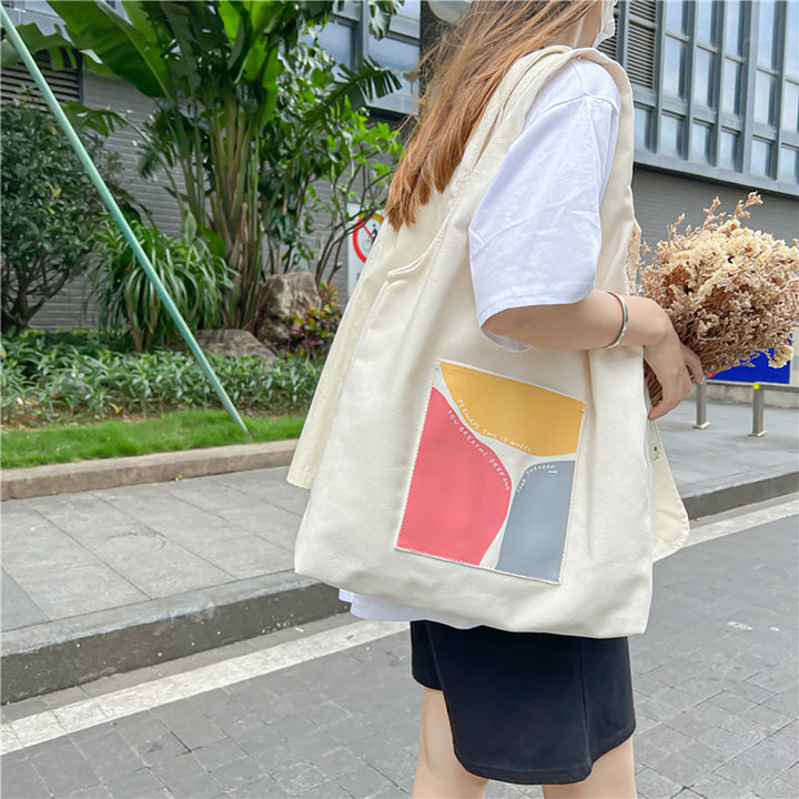 Simple Color Block Tote Bag