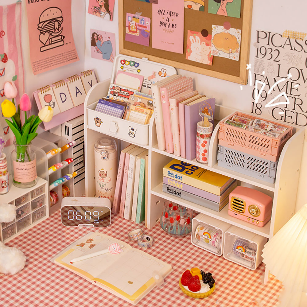 Kawaii Cream White Small Mini Desk Shelf Organizer