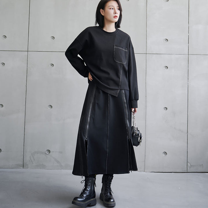 Gothic Irregular Zipper A-line Skirt