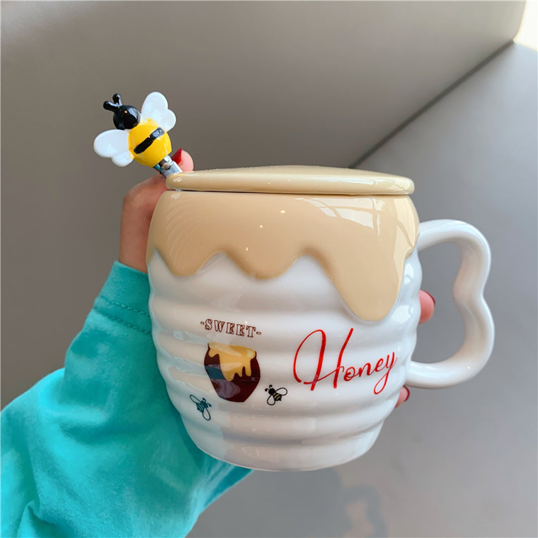 Cute Cartoon Bee Coffee Mug With Spoon