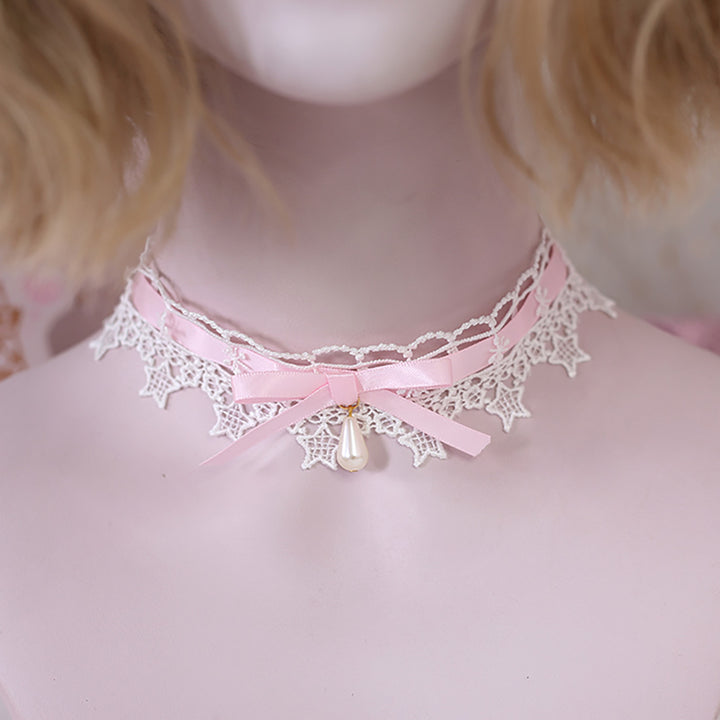 Kawaii Teardrop Pearl Choker Necklace