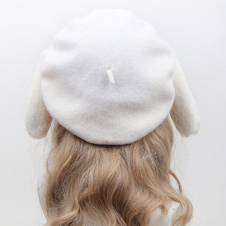 White Rabbit Ears Beret Hat