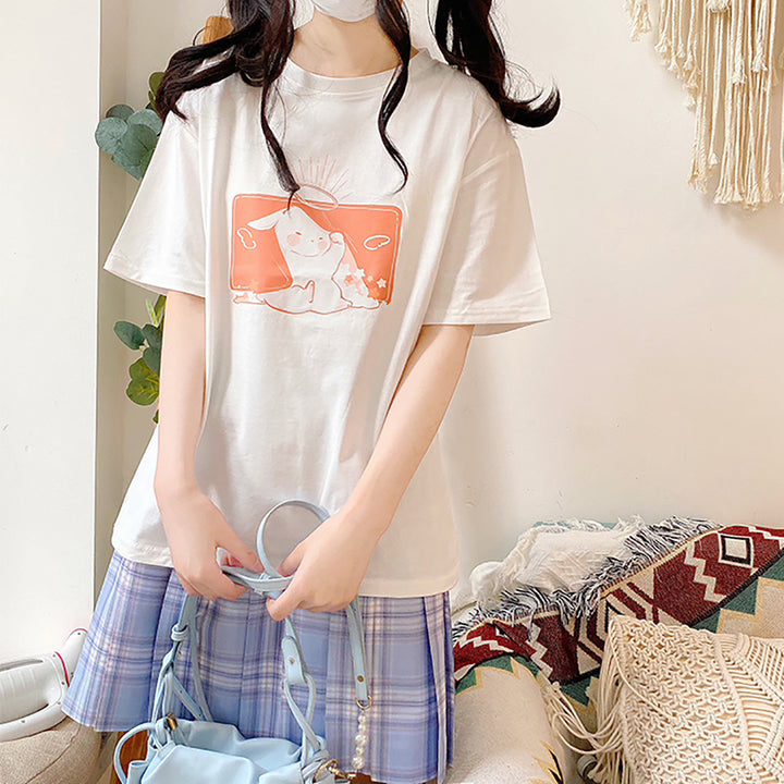 Japanese Rabbit Print Summer T-shirt