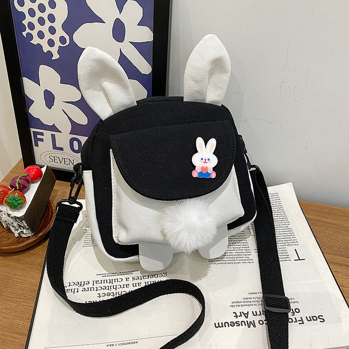 Cartoon Rabbit Ears Canvas Crossbody Bag