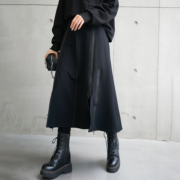 Gothic Irregular Zipper A-line Skirt