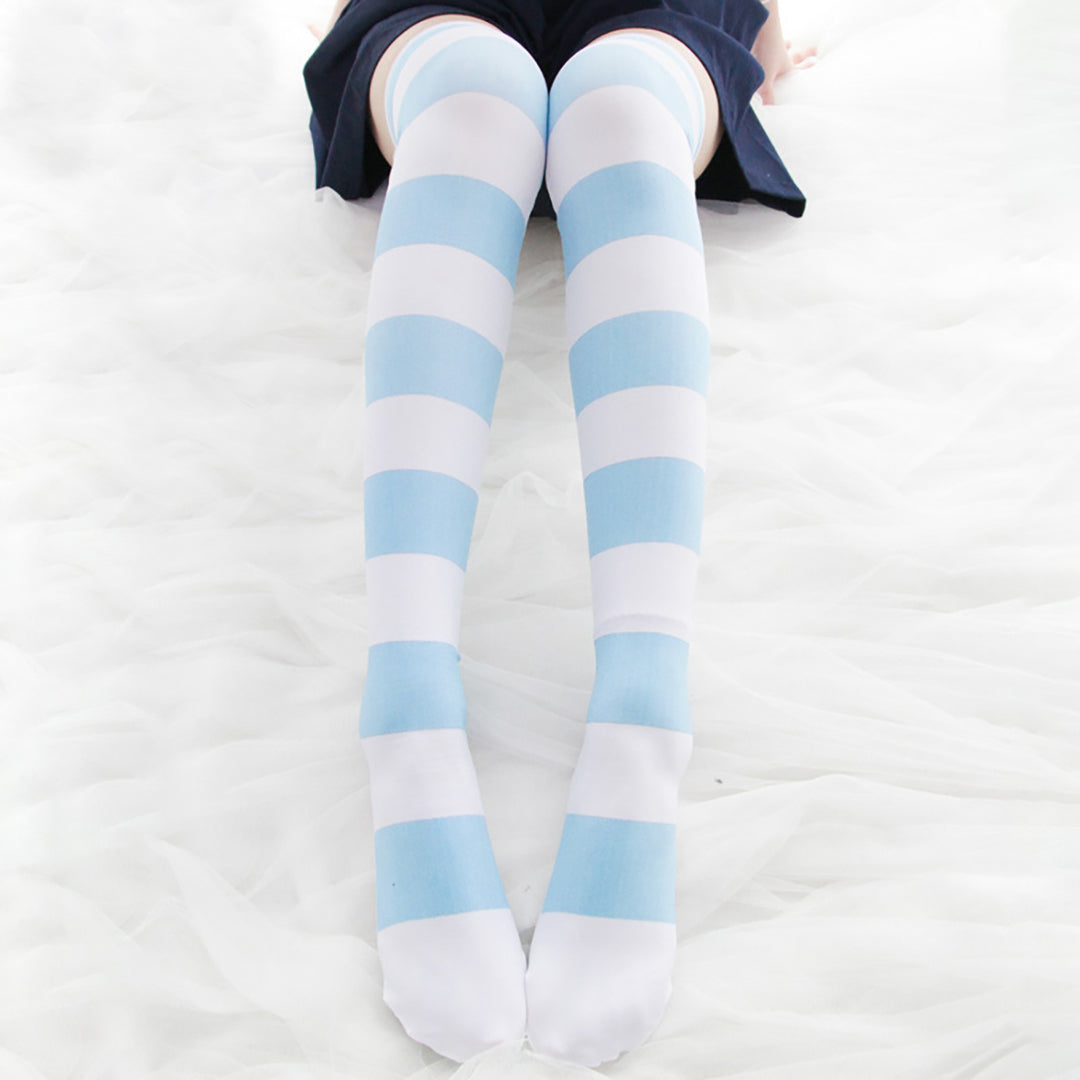 Kawaii Lolita Two-Tone Stripe Knee High Socks