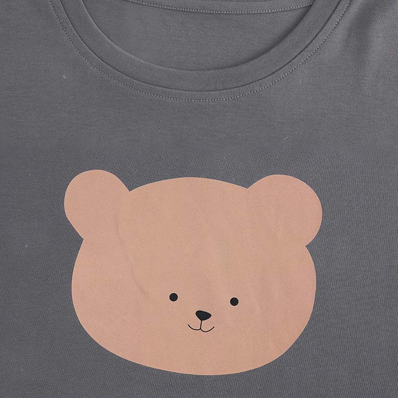 Brown Bear Print Top and Short Pajama Set