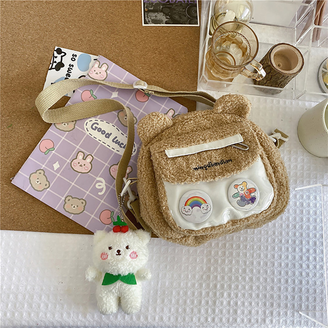 Bear Pattern Furry Crossbody Bag