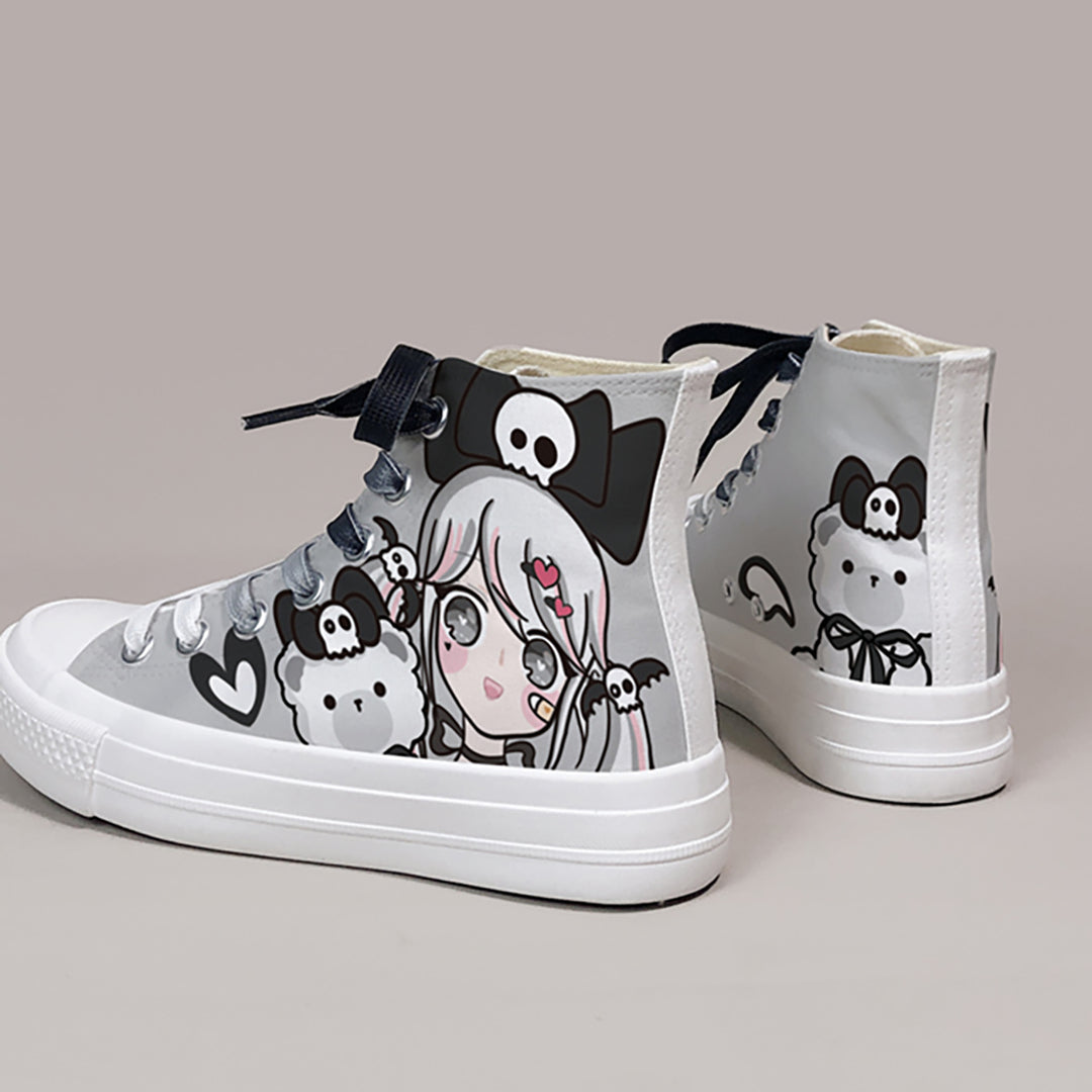 Dark Animal Girl High Top Canvas Sneaker