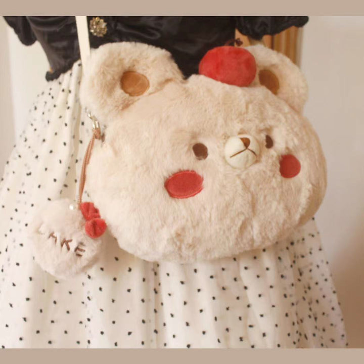Fluffy Teddy Bear Pearl Sling Bag
