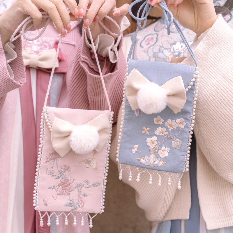 Snow Ball Pearl Floral Mini Crossbody Bags