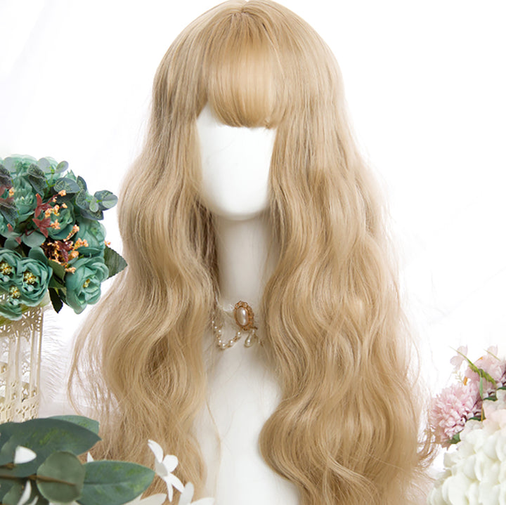Blonde Air Bangs Wavy Long Wig