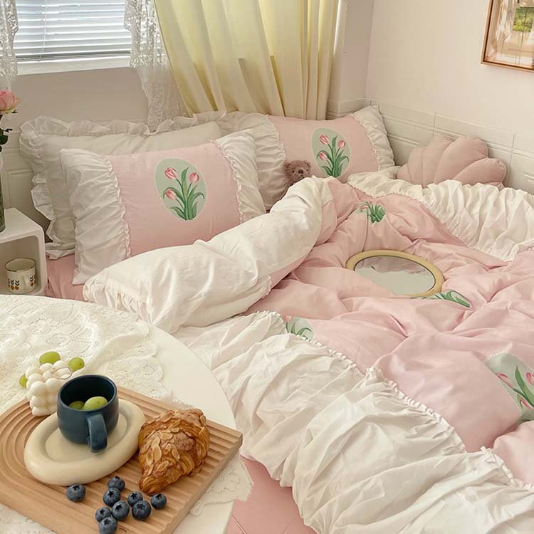 Pastel Color Tulip Bedding Set