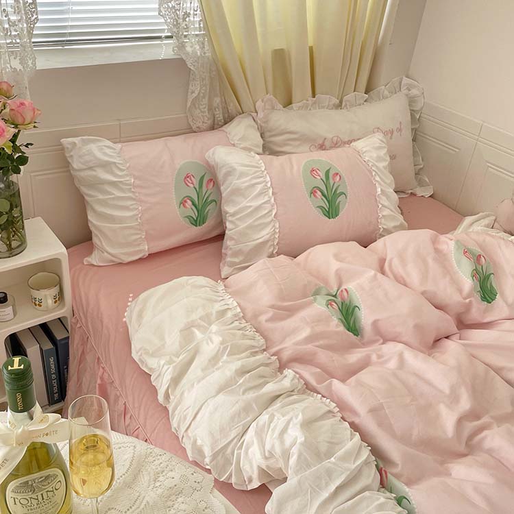 Pastel Color Tulip Bedding Set