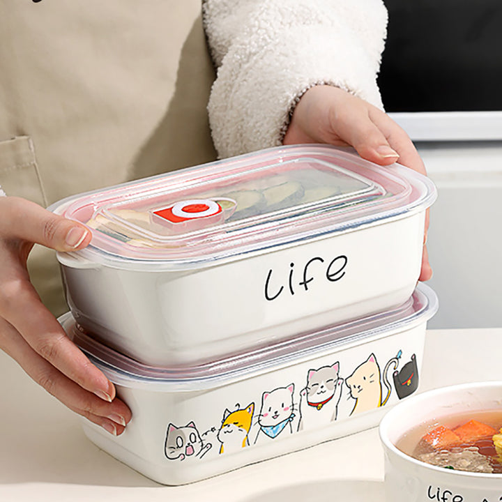 Cartoon Cat Theme Ceramics Lunchbox