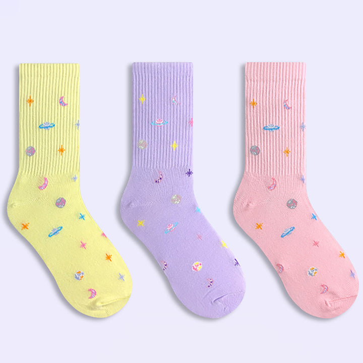 Cool Galactic Embroider High Ankle Socks
