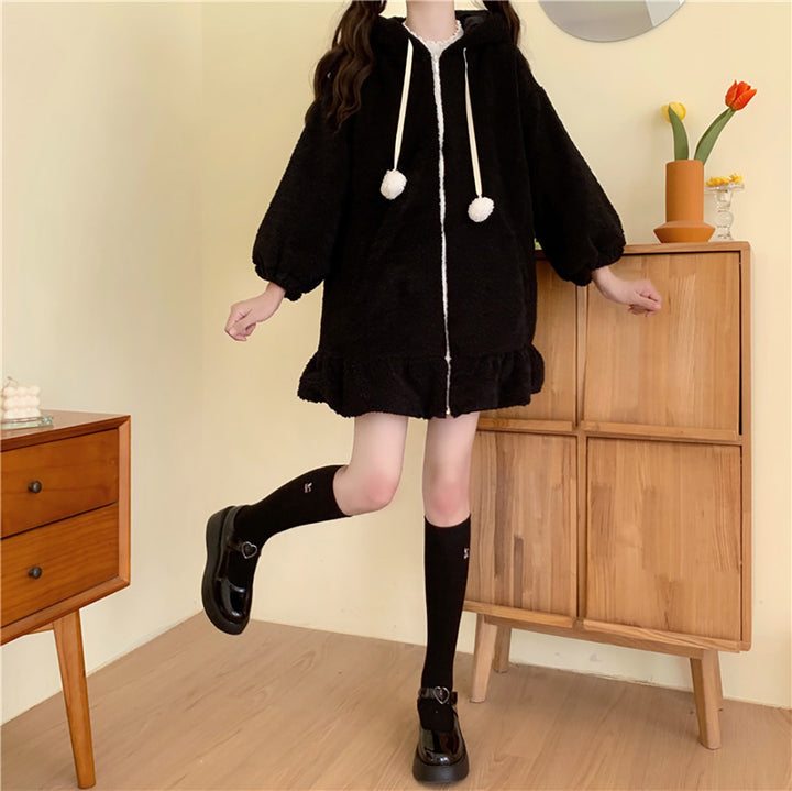 Cute Bunny Ear Hooded Coat