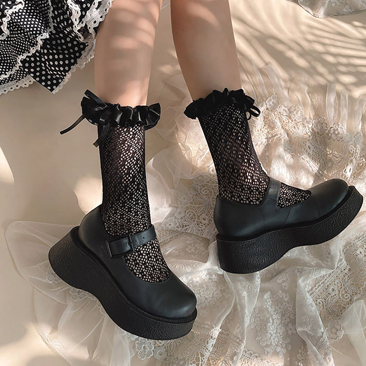 Romantic Satin Ruffles Lace Lolita Stockings
