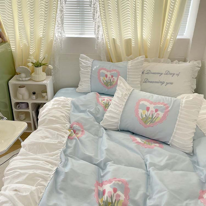 Pastel Color Tulip Bedding Set