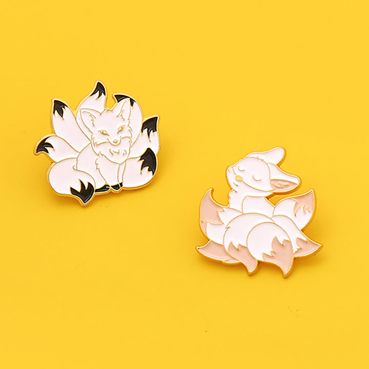 Cheeky Nine-Tailed Fox Embossed Pin