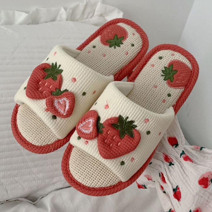 Cute Strawberry Linen Sandals