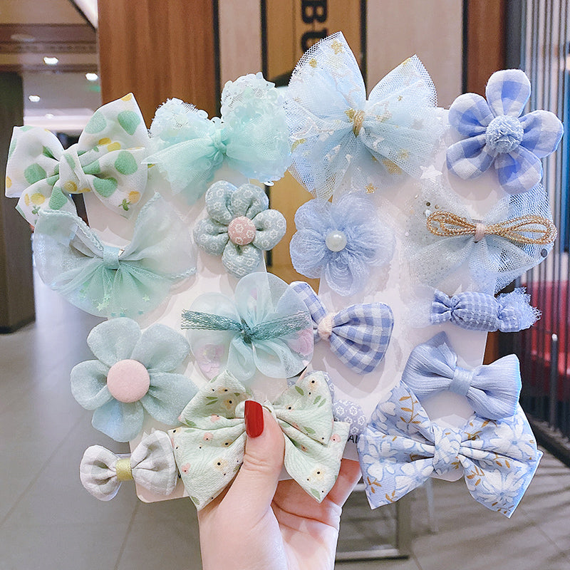 Flower Bowknot Hair Clips Set