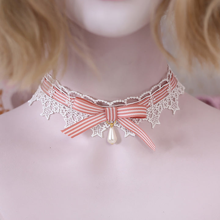 Kawaii Teardrop Pearl Choker Necklace