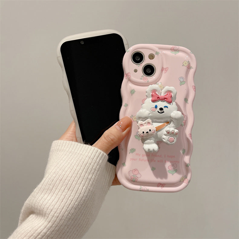 Flowers Bunny iPhone Case with PopSocket Holder